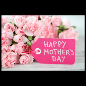 pink roses and mother's day tag